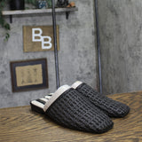 Franco Sarto Toba Mule Slip On Square Toe J8092S1 Black Woven 9M