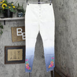 DG2 by Diane Gilman Pull On Faux Button Jeans Ombre Chambray Blue S Tall