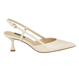 Nine West Women’s Rhonda3 Kitten Heel Slingback Pumps Ivory Off White 6.5M