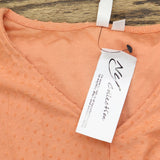 Ny Collection Womens Petites Textured V-Neck Shift Dress Tawny Orange PM