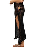 Dotti Womens Crochet Side-Tie Cover-up Maxi Skirt 85273 Black L