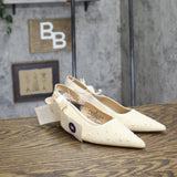 A New Day Pearl Slingback Heels with Pointed Toe 92611221 Ivory Off White 6M