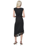 DKNY Womens Sleeveless Asymmetrical Fringe-Hem Cocktail Dress ED4JCE52 Black 8