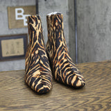 A New Day Womens Tigris Boots Block Heel Ankle Tiger Print Brown Multi 7.5M