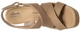 Clarks Womens Platform Cork Nerisa Grace Wedge Sandal Sand Nubuck Brown 8.5M