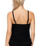 Island Escape Crochet Underwire High-Neck Tankini Top N760149 Black 12