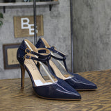 Journee Collection Womens T-Strap Tru Pump Stiletto Heels TRU Navy Blue 7.5M