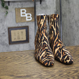A New Day Tigris Block Heel Ankle Boots 94568625 Tiger Print 6.5M