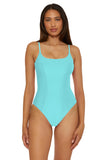 Becca Womens Standard Monte Carlo One Piece Swimsuit 221057 Oasis Blue M
