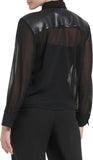 Calvin Klein Womens Sheer Long Sleeve Button Up Shirt with PU Pockets M2JAI502