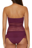 Becca Womens Muse Hadlee Bandeau Mesh Overlay Tankini Top Aubergine Purple XL