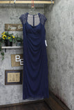 X By Xscape Plus Size Ruched Lace Gown Dress XC121W Navy Blue 18W