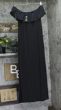 24seven Comfort Apparel Flounce Off-the-Shoulder Knit Maxi Dress Black L