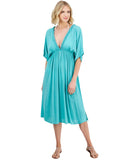 Raviya Womens Braid-Trim V-Neck Elastic Stretch Cover Up Dress Aqua Blue XL