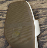 Anne Klein Beata Square Toe Dress Sandals Block Heel Bone Crinkle Off White 9M
