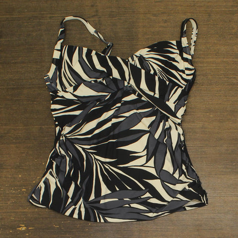 Anne Cole Chic Draped Front Underwire Swim Tankini Top Palm Chic Black 38C/40B