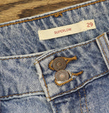 Levi's Womens Superlow Jeans 2-Button Zip Fly Distressed Table Talk Blue 29x32
