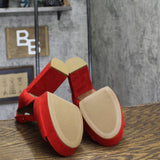 Sun + Stone Womens Reemaa Platform Sandals Open Toe Micro Suede Red 12M