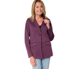 Denim & Co. Womens Knit Jacquard Blazer Jacket A703373 Deep Wine Purple L