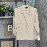 Sanctuary Womens Satin Pajama Shirt Top Button Up SY2726231 Almond Brown XL