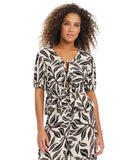 Bar III Resort Daze Tie-Front Swim Cover-Up Top MBRD25840 Ivory Black Multi XS