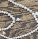 Daisy Fuentes Pendant Charm Necklace Bracelet Set Pearl White / Gold 18" + 4"