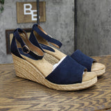 Style & Co. Womens Seleeney Faux Suede Wedge Sandals 10004896400 Navy Blue 12M