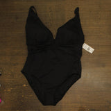 Bleu By Rod Beattie Plus Size Key Item Plunge Plunging-Neck Swimsuit Black 20W