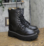 Wild Fable Logan Wide Width Lug Combat Boots with Memory Foam Insole Black 6.5W