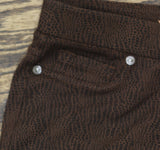 DG2 by Diane Gilman Ponte Mini Flare Skinny Pull On Pants Brown Snake Print XS