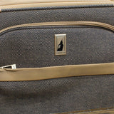London Fog Herringbone Expandable Spinner Suitcase Luggage Navy Brown 24"