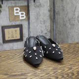 A New Day Katia Rhinestone Teardrop Satin Mule Heels 94663382 Black 8.5M