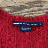 Ralph Lauren Sport Womens Vintage V-Neck Knit Cotton Pullover Sweater Red L
