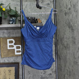 Anne Cole Womens Twist Front Underwire Tankini Top Swim Slate Blue 38DD / 40D