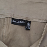 Nina Leonard Womens Pull-On Scallop-Hem Cropped Pant 660168 Mink Brown L