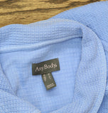 Anybody Womens Button Front Washed Waffle Knit Button Front Top French Blue M