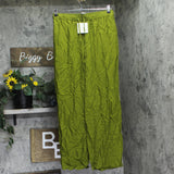 Calvin Klein Womens Drawstring Wide-Leg Pants 44B932G Dark Leaves Green M