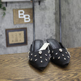 A New Day Womens Katia Heels Satin Teardrop Mules 94663384 Black 9.5M