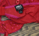 INC International Concepts Womens Floral Mesh Thong Bodysuit Crimson Leaf Red L