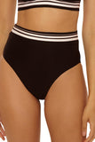 Trina Turk Womens Bougainvillea Reversible High-Waist Swim Bottom Black Multi 6