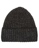 Steve Madden Womens Marled Knit Beanie Shimmer Rolled Cuff SMA-5500 Oxford Black