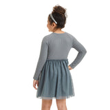 Cat & Jack Girls Long Sleeve Rib Tulle Dress 91383096 Charcoal Gray M