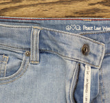 Peace Love World Reverse Pieced Straight Leg Denim Jeans Light Wash Blue 8