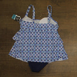 Swim Solutions High-Low Double-Tier One-Piece Swimsuit Amalfi Coast Blue 14