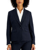 Le Suit Womens Pinstriped Suit One Button Jacket 50040364 Navy Blue 2P