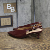 A New Day Womens Samantha Sling Back Kitten Heels 94462864 Burgundy Red 7.5M