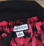 Sam & Jess Womens Off-the-Shoulder Floral Tie-Hem Top Rich Black / Red M