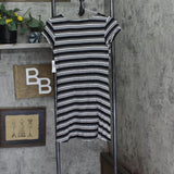 Unedited by Teeze Me Juniors Knit Striped A-Line Dress Black Striped Multi XS