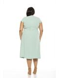 Alexia Admor Womens Plus Size Lilly Midi Dress D3618PLS Mint Green 3X