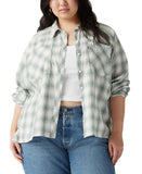 Levis Size Harrison Cotton Long Bebe Plaid Button Up Shirt Dark Forest Green 1X